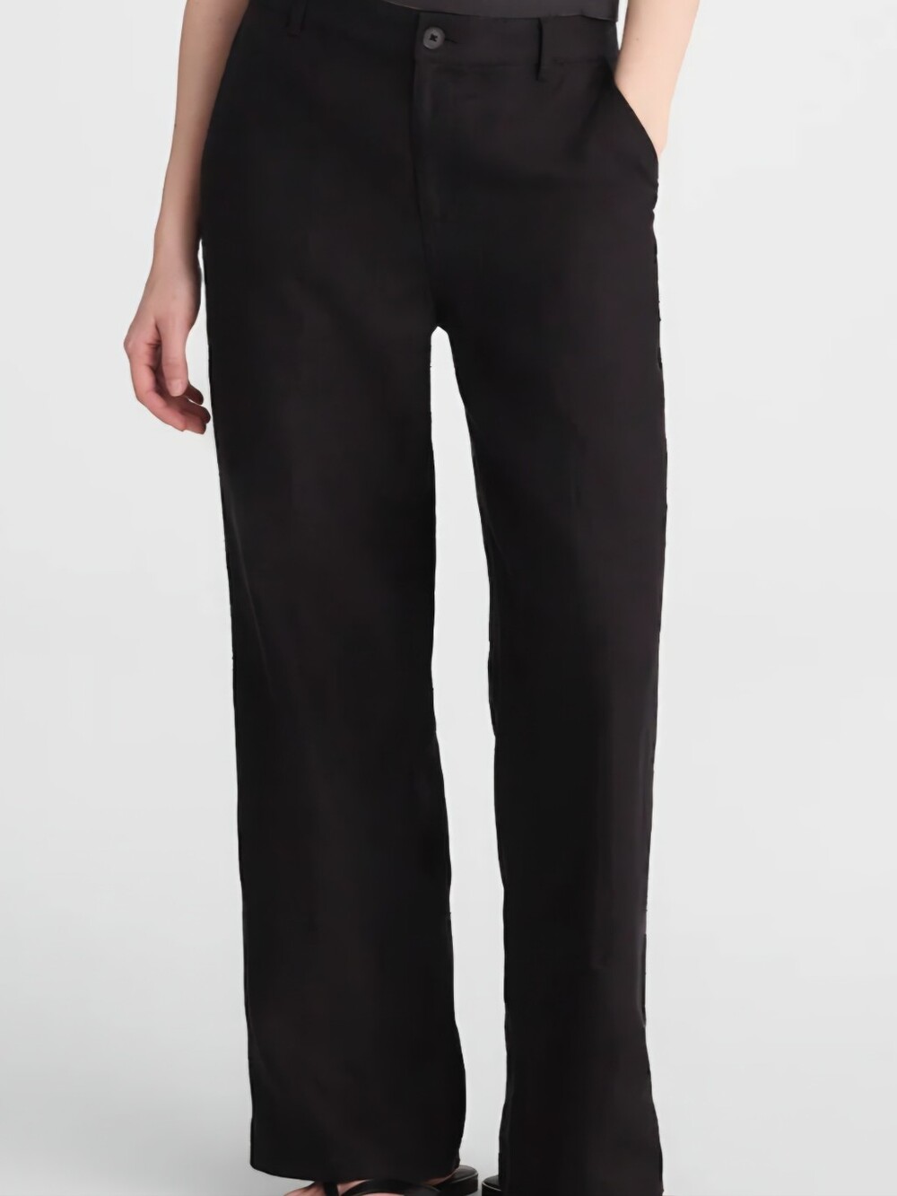 Madewell The Zoe 100% Linen Straight- Leg Pants Black Size 2 NWOT